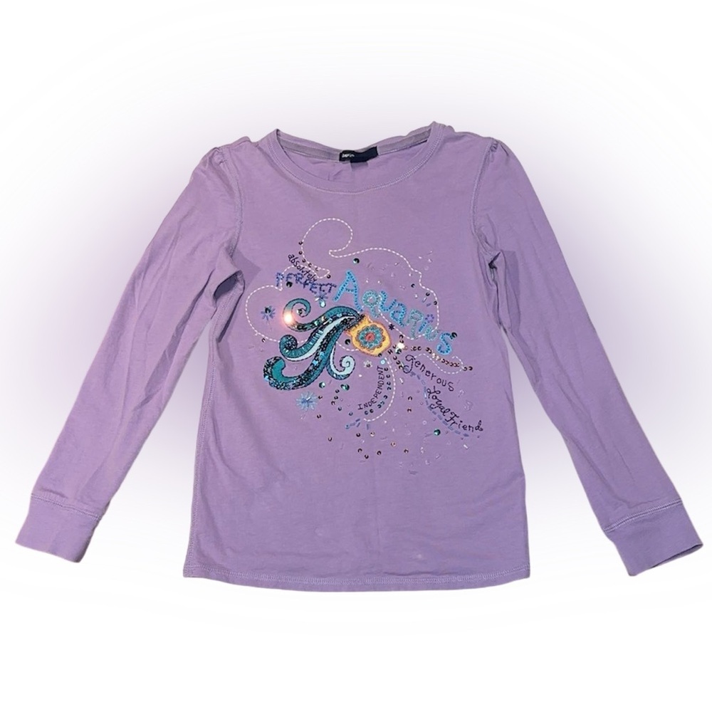 GAP Kids Lavender Graphic Long Sleeve Tee